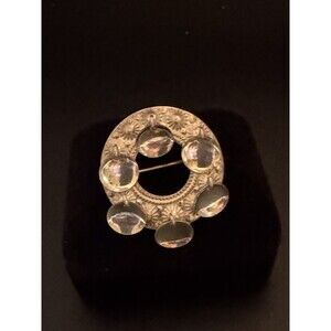 Vintage Norwegian 830 Silver Round Brooch With Dangles 1 In 1/8